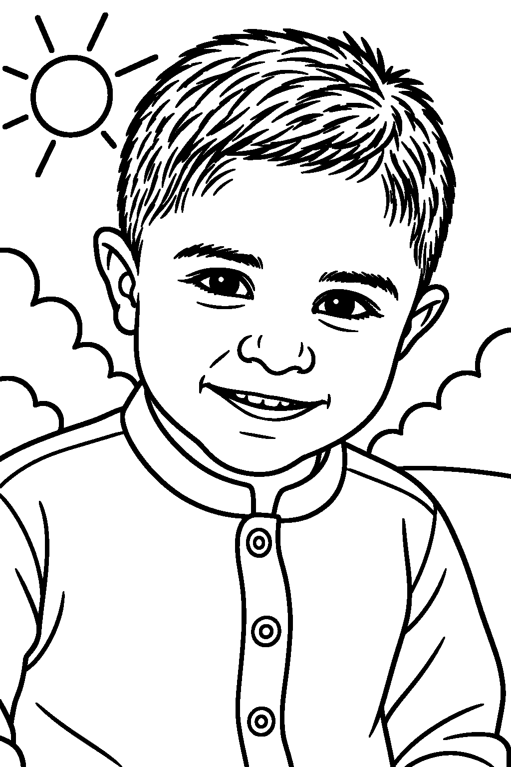 The same photo turned into a coloring book page by Colorkin